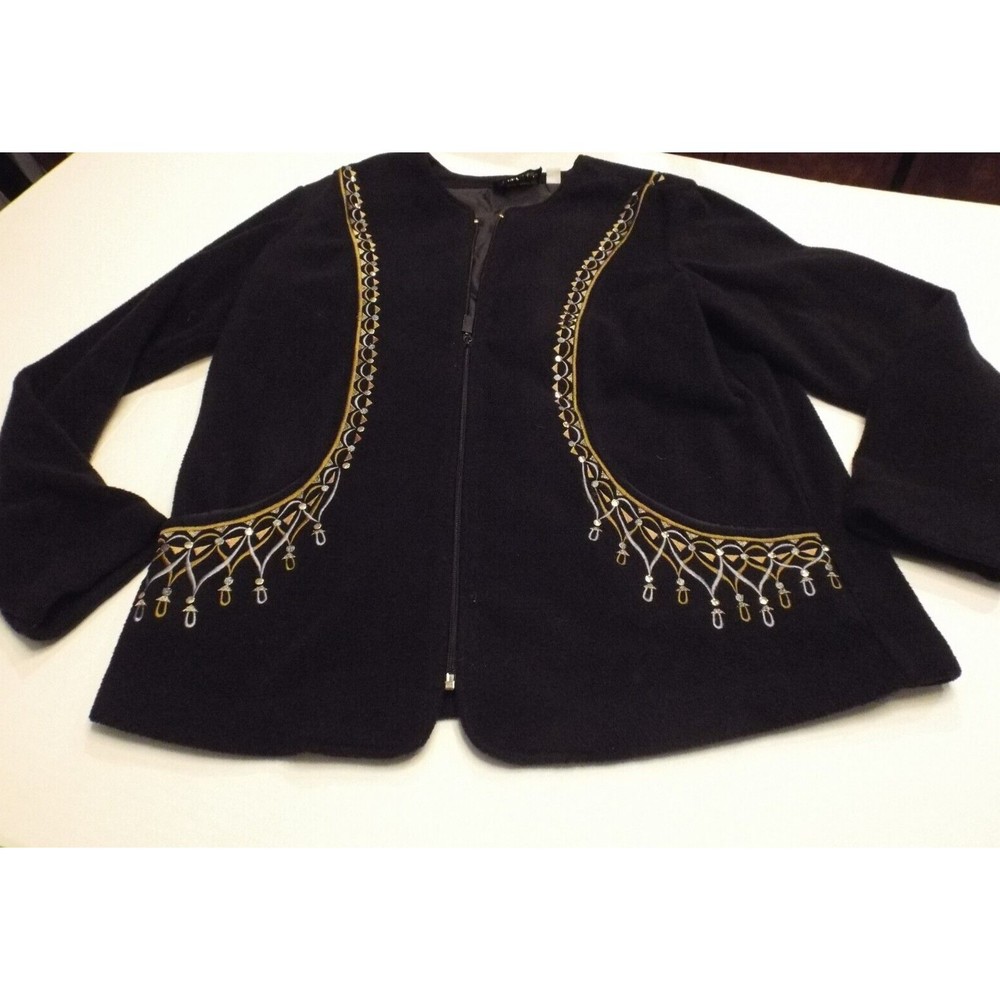 Bob Mackie Weable Art Black Jacket Silver/Gold Embroidery Stunning M